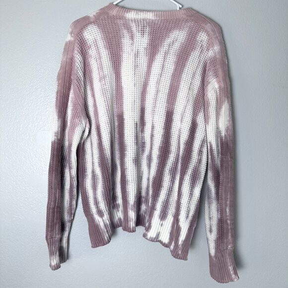 Pistola Sweater Womens Sz M Tie Dye Waffle Jumper Crewneck Pullover White Pink - Picture 12 of 13